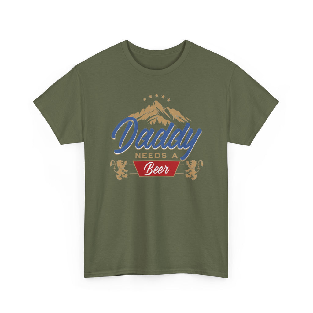 Daddy Needs a Beer Unisex Tee, Funny Dad Shirt, Gift for Father's Day, Casual Wear, Birthday Present, Relaxed Fit T-Shirt